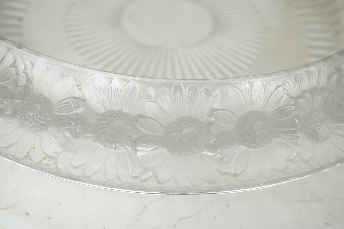 A Lalique ‘Marguerites’ shallow glass bowl, signed to the base, 33cm in diameter